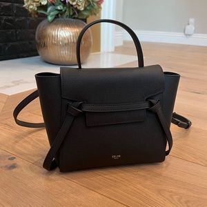 CELINE nano belt bag in black grained calfskin leather